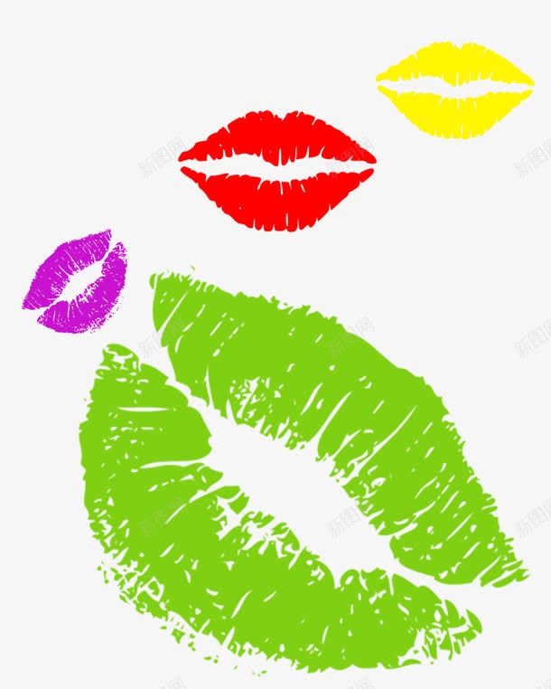 五颜六色的唇印png免抠素材_新图网 https://ixintu.com 唇印素材 情人节素材 紫色 红色 绿色 黄色
