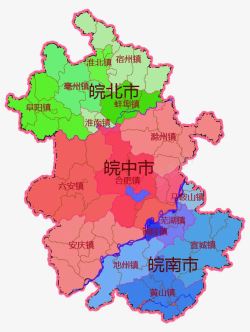 彩色安徽地图素材