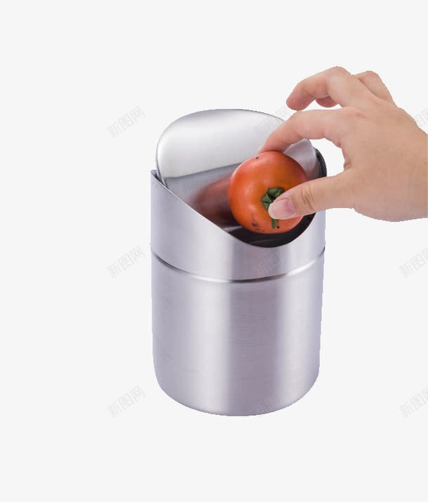 摇盖垃圾桶png免抠素材_新图网 https://ixintu.com 不锈钢垃圾桶 产品实物 果皮桶