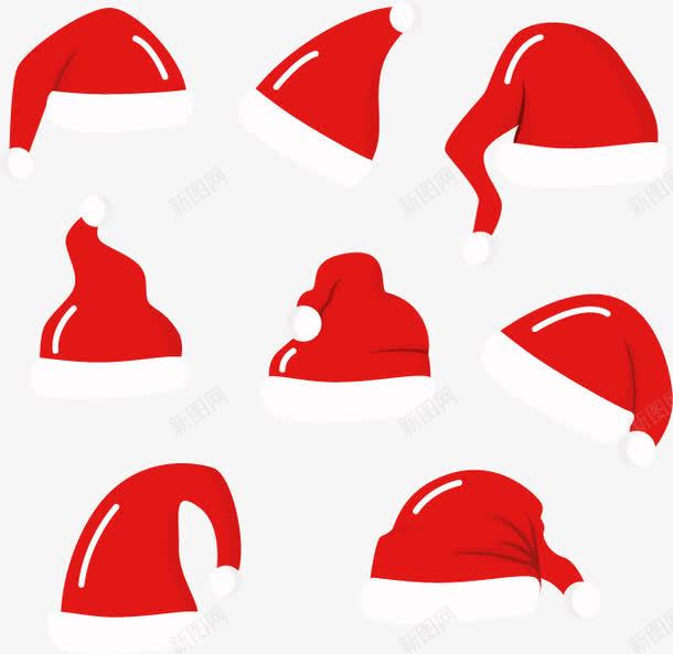 8个红色圣诞帽png免抠素材_新图网 https://ixintu.com 圣诞节 圣诞节帽子 帽子 矢量素材