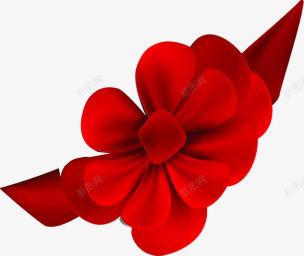 卡通手绘红色花朵彩带png免抠素材_新图网 https://ixintu.com 卡通 彩带 红色 花朵