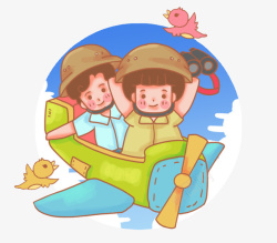 坐飞机PNG坐飞机的儿童插画高清图片