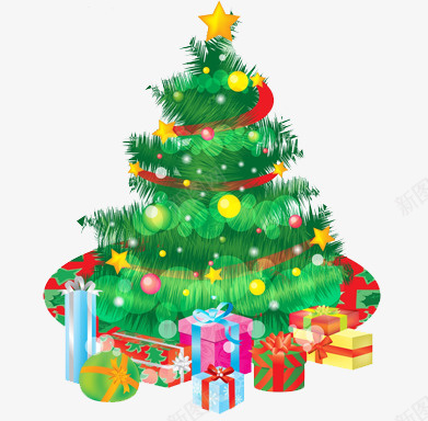 圣诞树卡通礼物元素png免抠素材_新图网 https://ixintu.com 元素 卡通 圣诞树 礼物