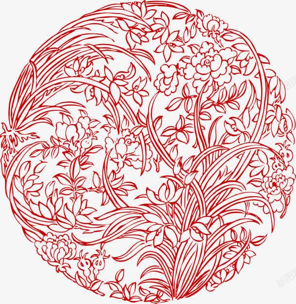 红色圆形花纹植物png免抠素材_新图网 https://ixintu.com 圆形 植物 红色 花纹