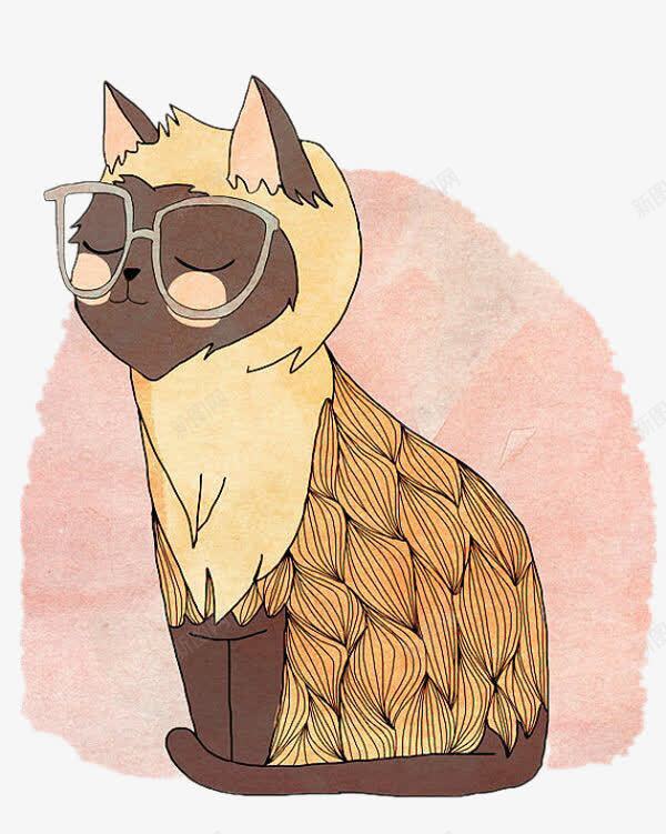 戴眼镜的猫png免抠素材_新图网 https://ixintu.com 戴眼镜 猫 萌宠