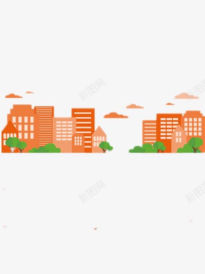 卡通建筑png免抠素材_新图网 https://ixintu.com ppt边框 卡通 建筑群 房屋 现代