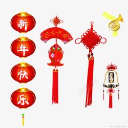 春节元素灯笼中国结香包年年有余素材