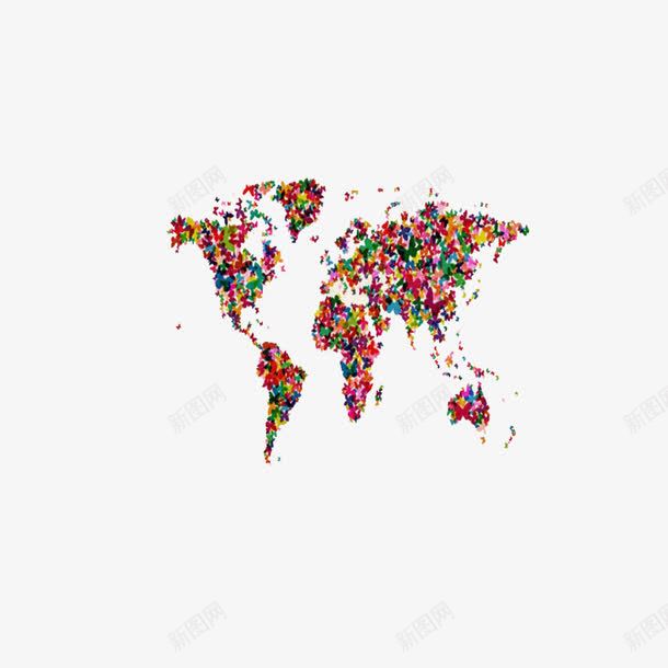 世界地图png免抠素材_新图网 https://ixintu.com 创意 图案 地图 彩色