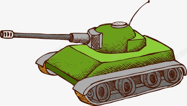 一辆坦克png免抠素材_新图网 https://ixintu.com 一辆 卷轮 坦克 坦克车 大炮 手绘 简图 绿色的