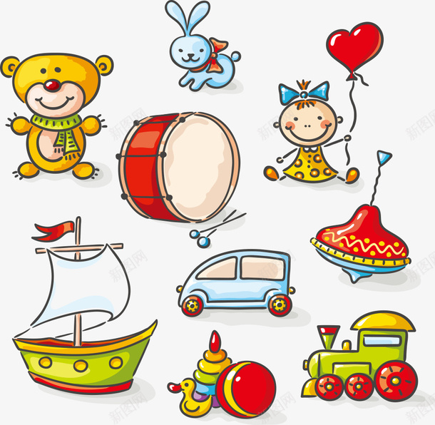卡通儿童玩具矢量图eps免抠素材_新图网 https://ixintu.com 儿童玩具 卡通儿童玩具 卡通玩具 玩具 矢量玩具 矢量图