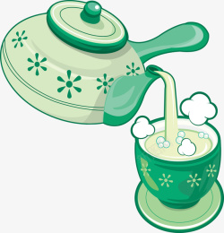 茶壶杯子开水素材