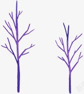 紫色枝干素材手绘紫色枝干梦幻高清图片