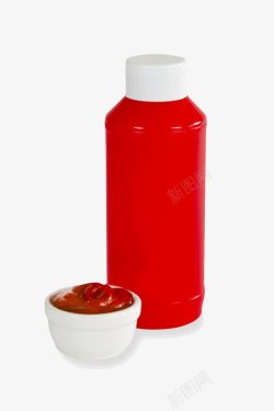 拧盖式瓶身红色拧盖式塑料瓶子番茄酱包装实高清图片
