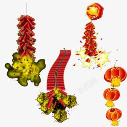 新年鞭炮大红色素材