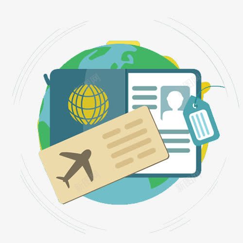 护照和飞机票png免抠素材_新图网 https://ixintu.com 地球 旅游 环游世界 飞机票