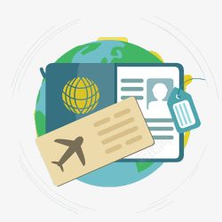 护照和飞机票素材