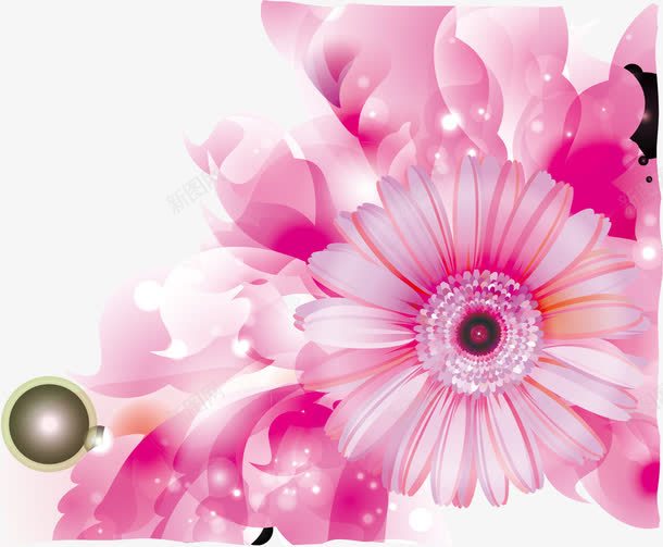 粉色花朵喷画png免抠素材_新图网 https://ixintu.com 喷画素材 矢量喷画 粉色花朵 花朵 透明喷画