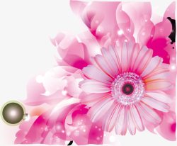粉色花朵喷画素材