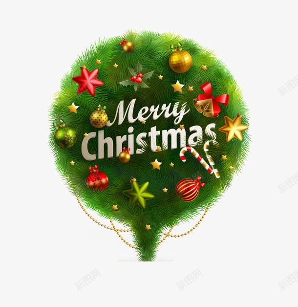 圣诞节松针树png免抠素材_新图网 https://ixintu.com 喜庆 圣诞装饰 松针树
