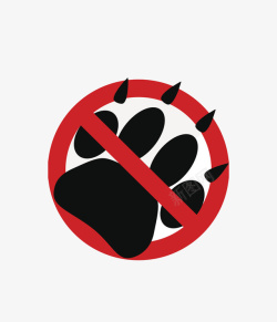红色卡通动物警告牌禁止宠物入内素材