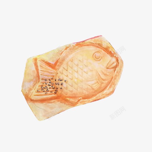 鱼饼手绘画片png免抠素材_新图网 https://ixintu.com 手绘美食 色彩画 面食 鱼饼 黄色