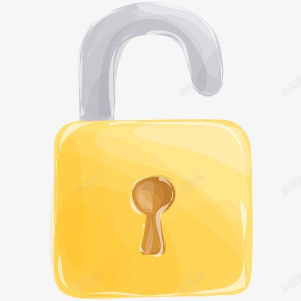 金色卡通手绘的锁png免抠素材_新图网 https://ixintu.com 卡通手绘 手绘锁 装饰图 锁 黄色 黄色锁