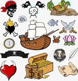 中世纪海盗与宝藏素材