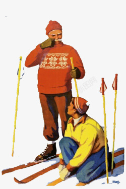 滑雪的老人与男子素材