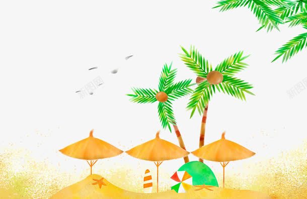 卡通树伞png免抠素材_新图网 https://ixintu.com 伞 卡通 树 沙滩