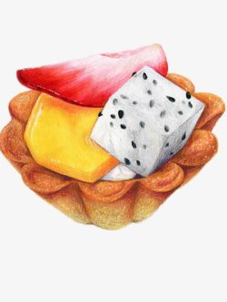 白心火龙果手绘插画手绘蛋糕高清图片