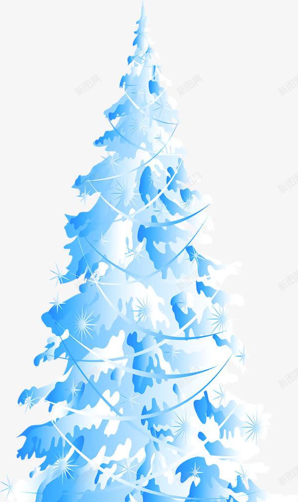 蓝色圣诞树圣诞节展架png免抠素材_新图网 https://ixintu.com 圣诞树 圣诞节 蓝色