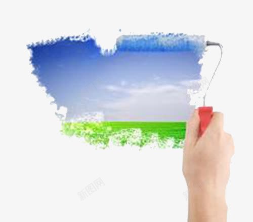 刷墙环保png免抠素材_新图网 https://ixintu.com 刷墙 环保 绿色生活 蓝色 装饰图案