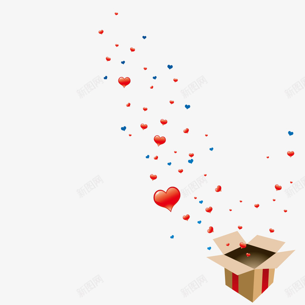 飘着爱心气球的盒子矢量图ai免抠素材_新图网 https://ixintu.com 气球 爱心 盒子 矢量图
