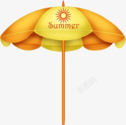 黄色卡通遮阳伞夏天素材