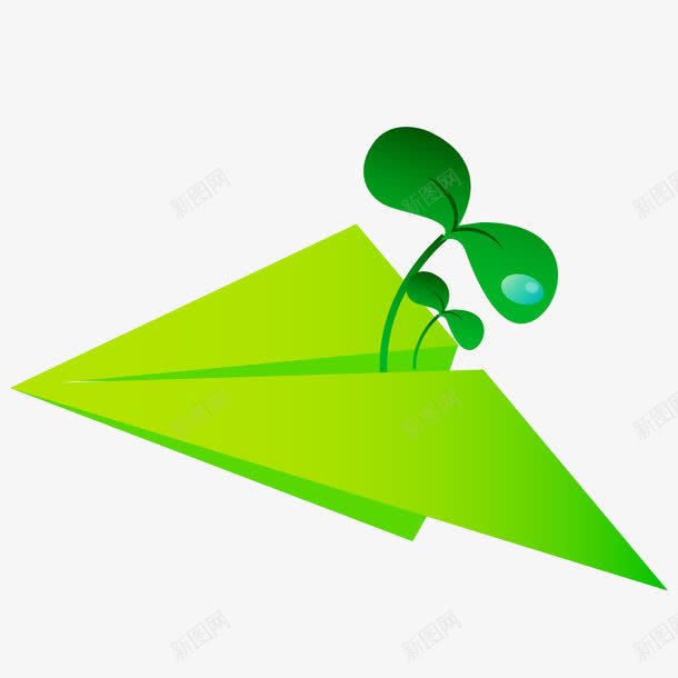 带着树叶的纸飞机png免抠素材_新图网 https://ixintu.com 创意 手绘 树叶 纸飞机 绿色