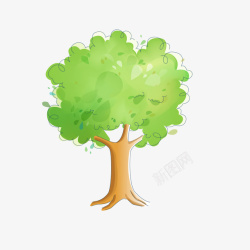 绿色手绘小树素材