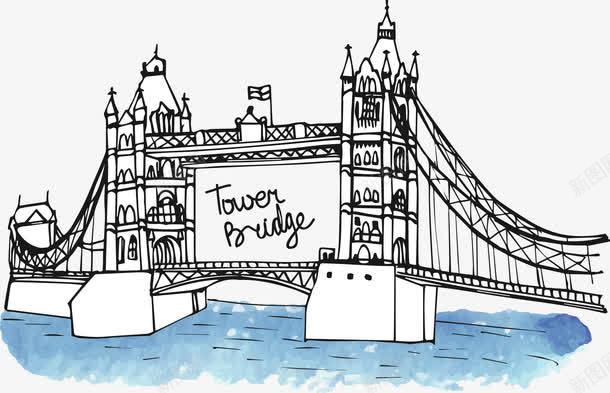 手绘英伦风格伦敦大桥png免抠素材_新图网 https://ixintu.com 伦敦大桥 手绘 英伦风格