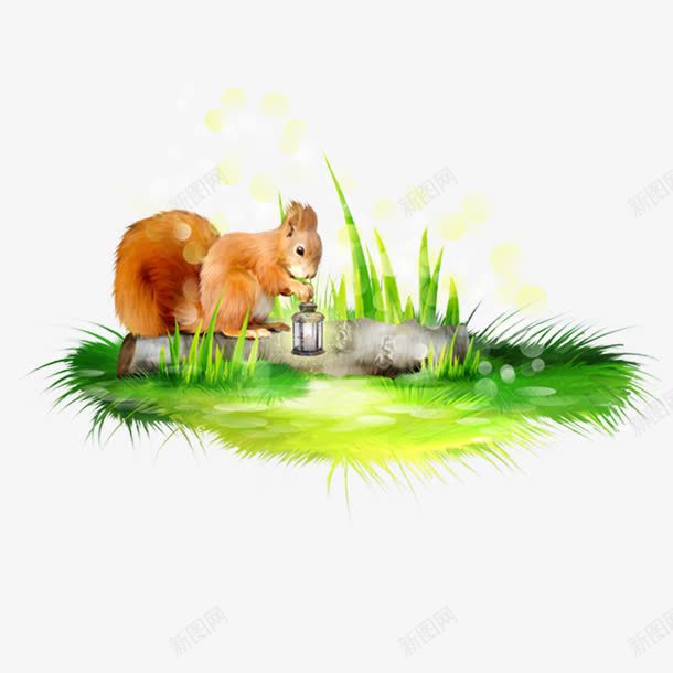 绿色草地上可爱的松鼠png免抠素材_新图网 https://ixintu.com 可爱卡通 松鼠 绿色草地上可爱的松鼠 草地 草地土壤