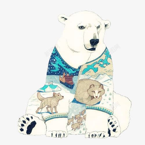 卡通北极熊png免抠素材_新图网 https://ixintu.com 北极熊 卡通 手绘 白色