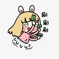 小女孩带兔耳朵小女孩刷卡高清图片
