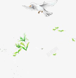 创意手绘素描合成空中的白鸽素材