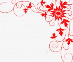 创意手绘合成红色的花卉图案素材