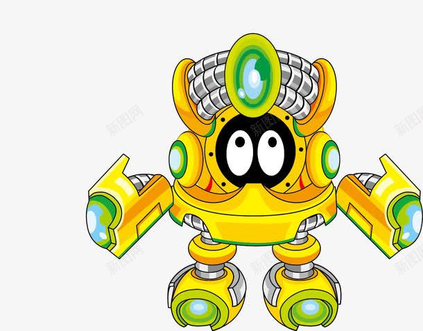 黄色小机器人png免抠素材_新图网 https://ixintu.com 一个 动漫 卡通 手绘 手臂 机器人 简图 绿色 黄色