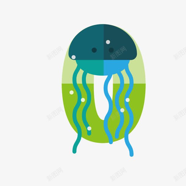 绿色数字0png免抠素材_新图网 https://ixintu.com 卡通 商务 数字 海母 海洋 生物 绿色