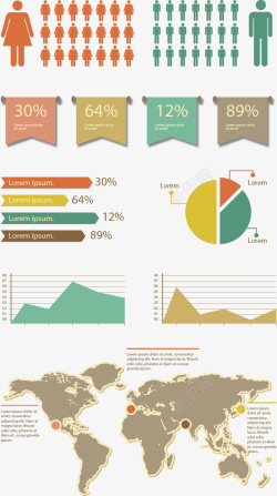 手绘扁平数据矢量图素材