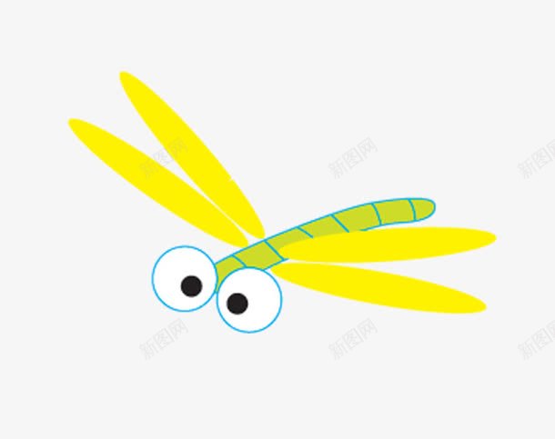 卡通黄蜻蜓png免抠素材_新图网 https://ixintu.com 卡通 大眼睛蜻蜓 装饰图案 黄翅膀 黄蜻蜓