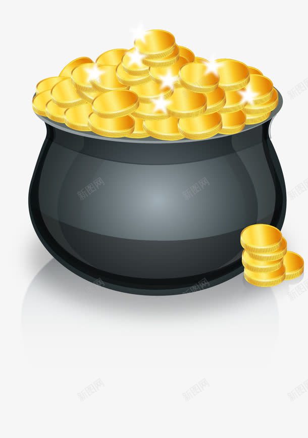 手绘装满金币的罐子png免抠素材_新图网 https://ixintu.com 手绘 金币