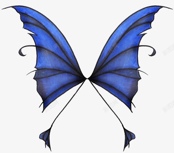 手绘蓝色翅膀png免抠素材_新图网 https://ixintu.com 对称翅膀 手绘 美丽翅膀 翅膀 蓝色 装饰