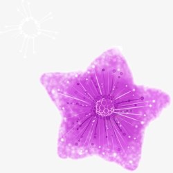 紫色梦幻手绘星星花朵素材