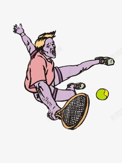 打网球的男人png免抠素材_新图网 https://ixintu.com 手绘 红色 网球拍 黄色